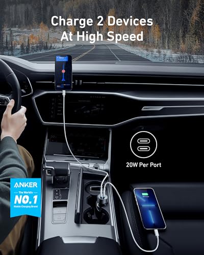 40W Dual-Port USB-C Car Charger with Power Delivery