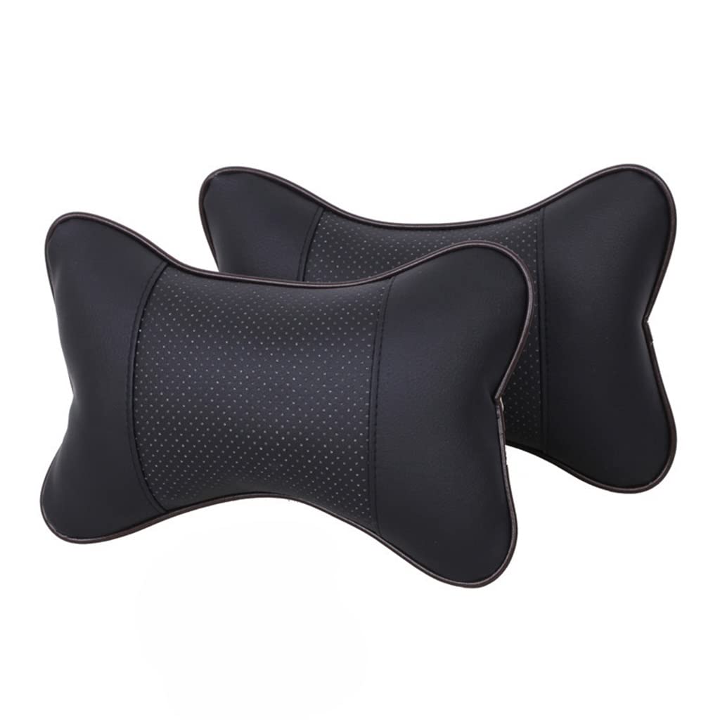 1 Pair Universal Car Neck Pillows PU Leather Auto Car Neck Rest Headrest Cushion Pillow Car Interior Accessories (Color : D) (Gray)