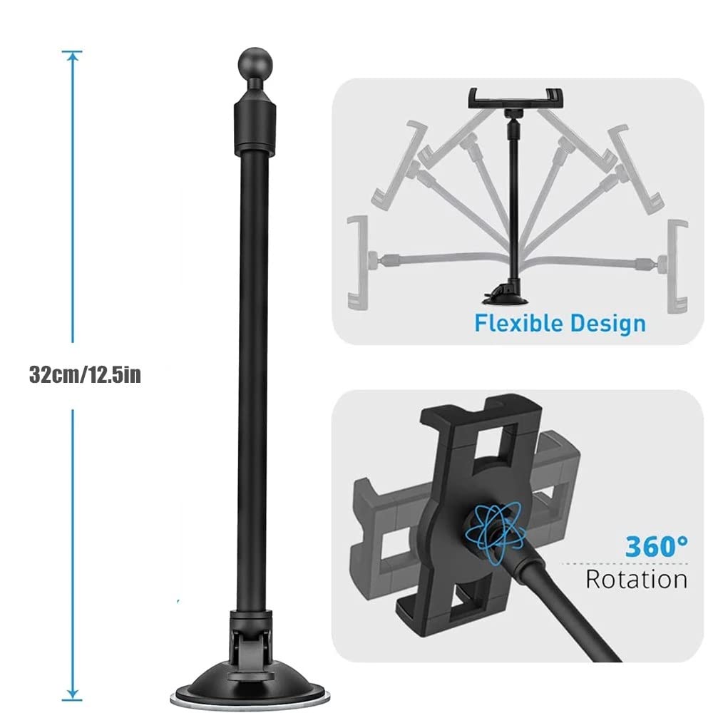 ASWRTYJO Windshield Car Tablet Mount Truck Window Dashboard Phone Holder Suction Cup Long Arm