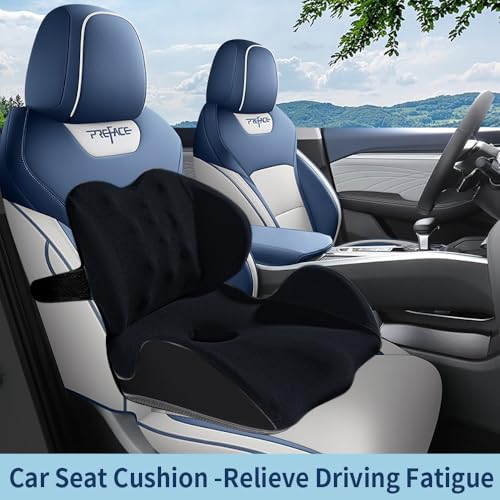 X Large Memory Foam Seat Cushion Lumbar Support Pillow for Sciatica & Tailbone Pressure Relief Coccyx Pad for Office Chair, Car,Wheelchair,Home,Office