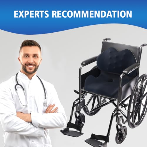 X Large Memory Foam Seat Cushion Lumbar Support Pillow for Sciatica & Tailbone Pressure Relief Coccyx Pad for Office Chair, Car,Wheelchair,Home,Office