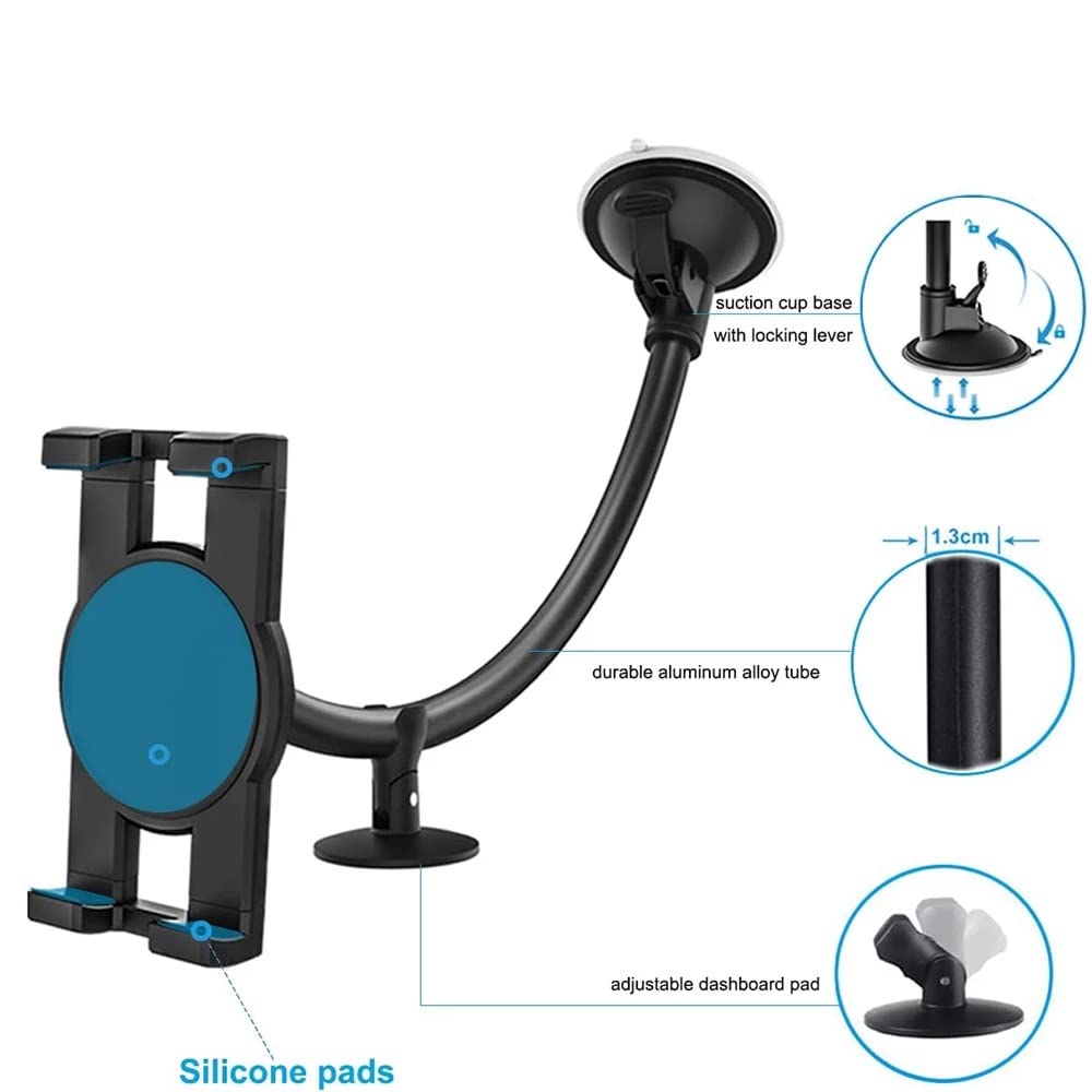 ASWRTYJO Windshield Car Tablet Mount Truck Window Dashboard Phone Holder Suction Cup Long Arm
