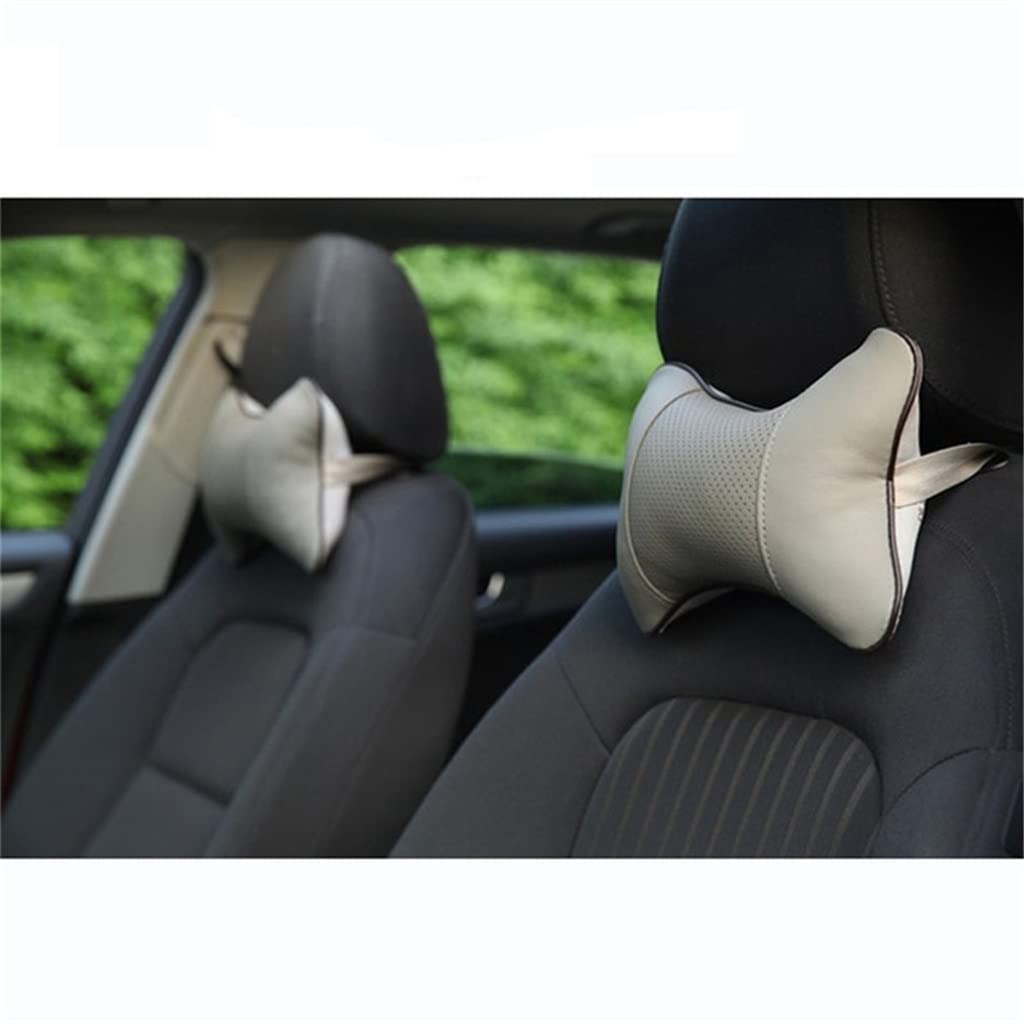 1 Pair Universal Car Neck Pillows PU Leather Auto Car Neck Rest Headrest Cushion Pillow Car Interior Accessories (Color : D) (Gray)