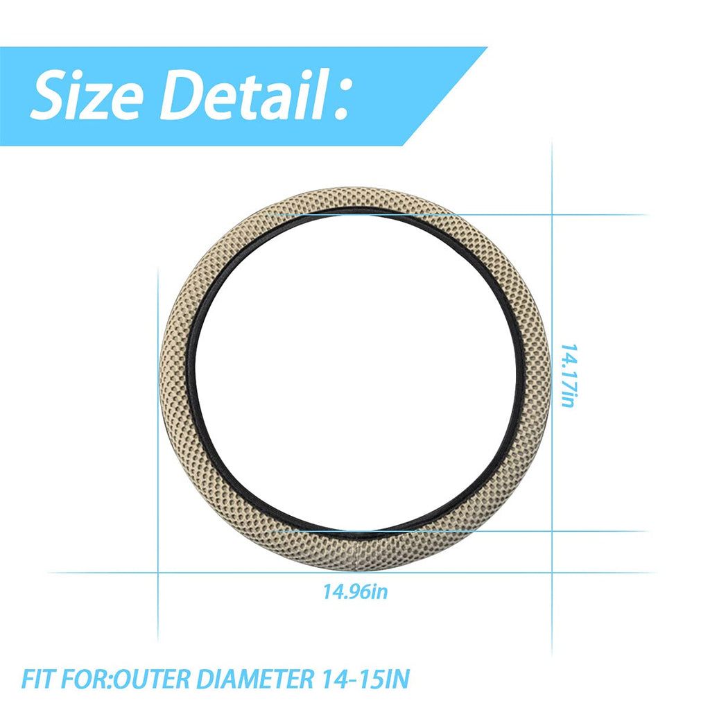 Universal 15-Inch Breathable Ice Silk Steering Wheel Cover