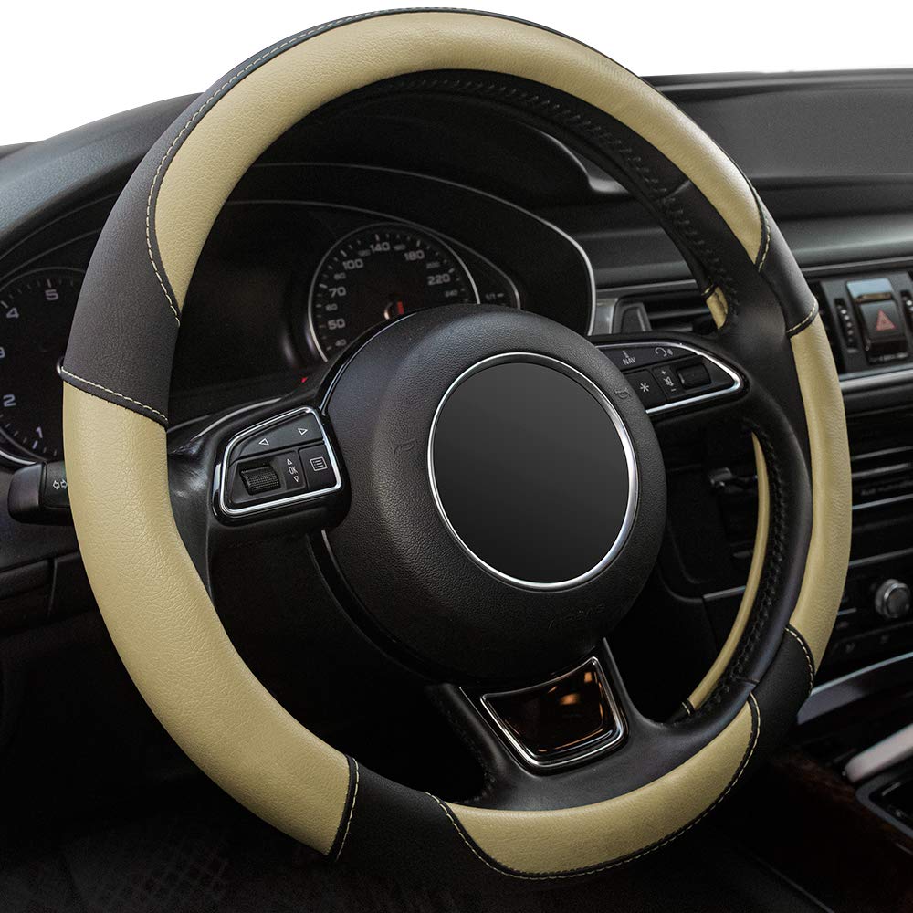 15-Inch Anti-Slip Microfiber Leather Steering Wheel Cover