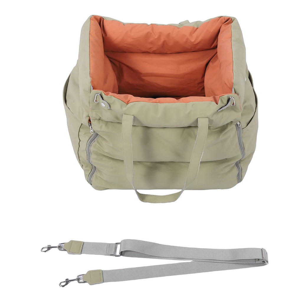 Depisuta Dog Car Seat for Small Dogs, Detachable Washable Soft Pet Booster Seat with Harness and Side Storage Pockets Foldable Portable Carrier Elevated Travel Bed for Kitten Puppy