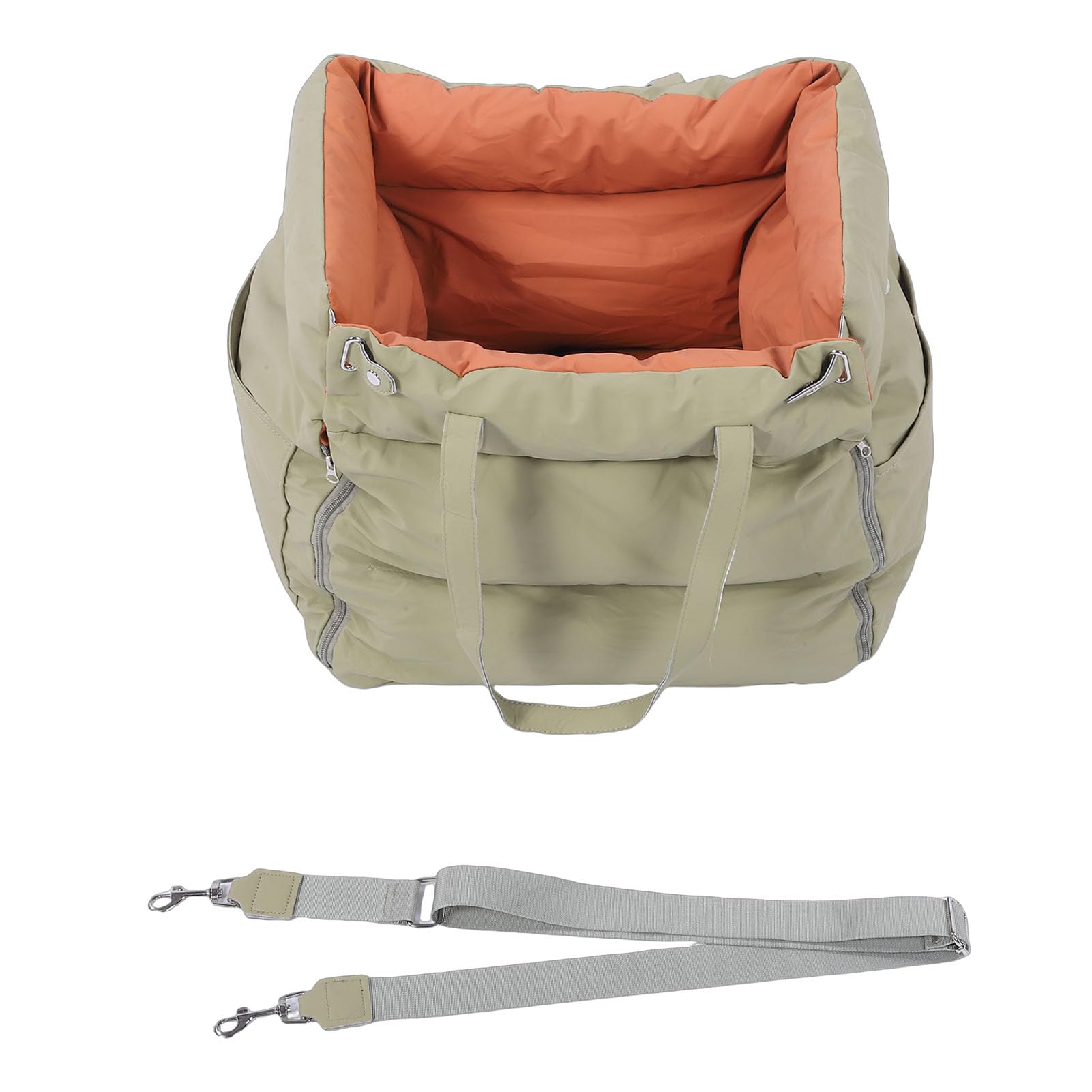 Depisuta Dog Car Seat for Small Dogs, Detachable Washable Soft Pet Booster Seat with Harness and Side Storage Pockets Foldable Portable Carrier Elevated Travel Bed for Kitten Puppy
