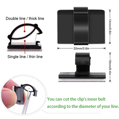 3M Self Adhesive Cable Clips Management Strong Wire Holders Cord Organizer Cable Clamp Sticky Desk Management for Office Home Car Tables PC Laptop TV Walls,0.75"x0.6"
