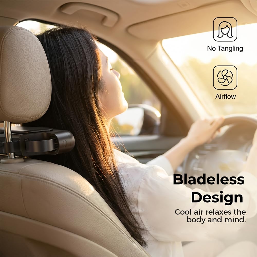 2026 New Portable Car Seat Fan, USB Back Cooling Fan for Driver & Backseat, Headrest Fan for SUV, Sedan, Trucks, Car Accessories for Summer Driving