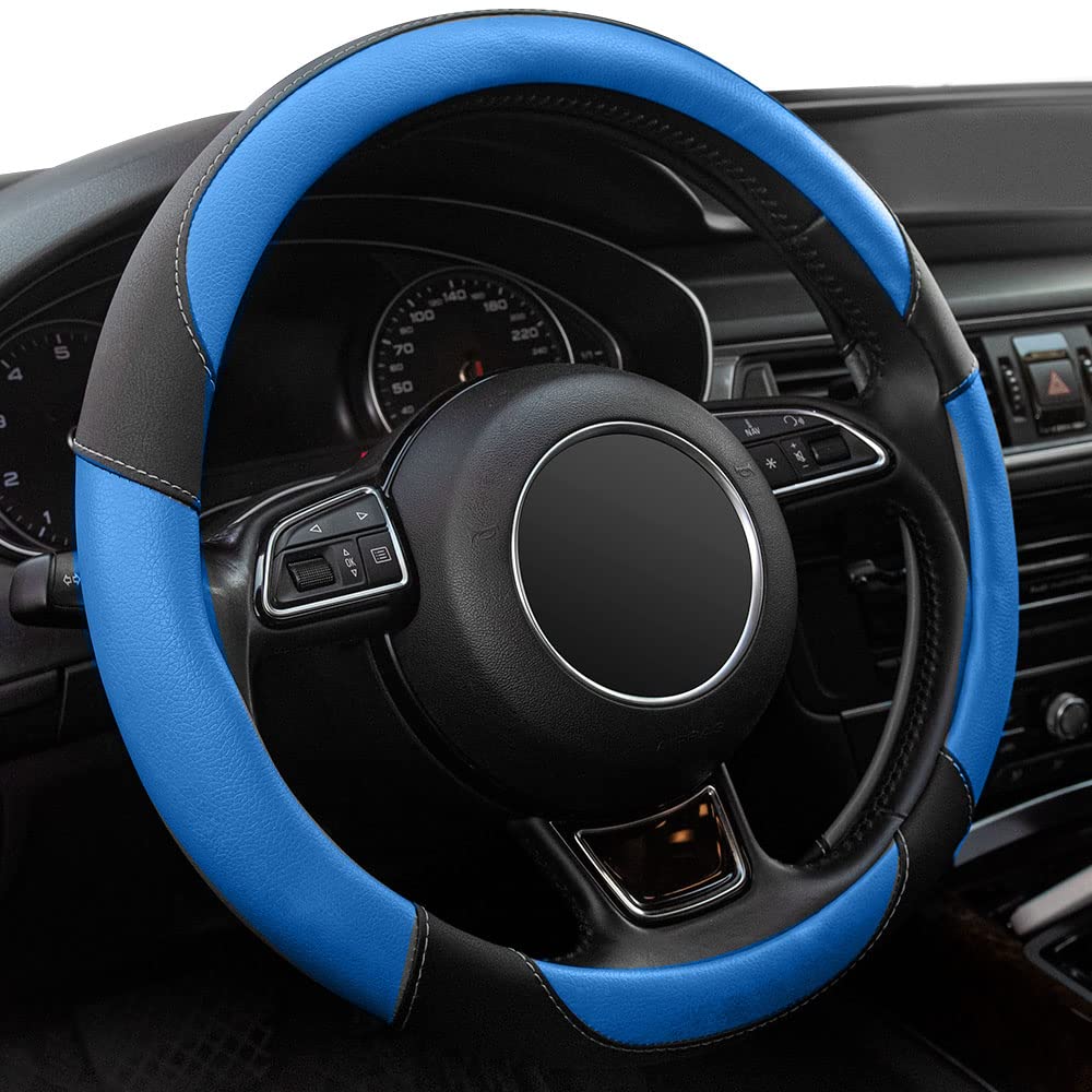 15-Inch Anti-Slip Microfiber Leather Steering Wheel Cover