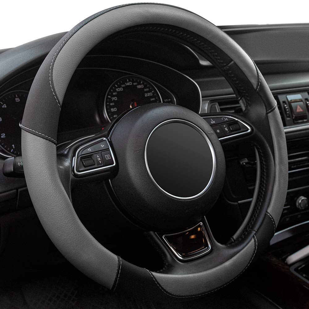15-Inch Anti-Slip Microfiber Leather Steering Wheel Cover