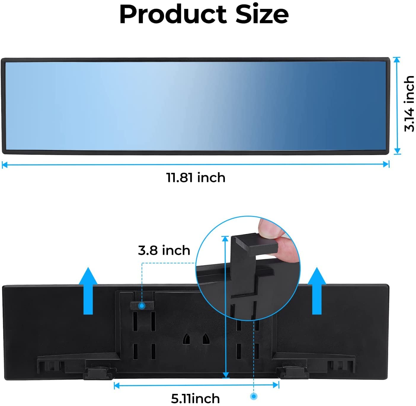 Wide-Angle Clip-On Rearview Mirror for Cars and SUVs