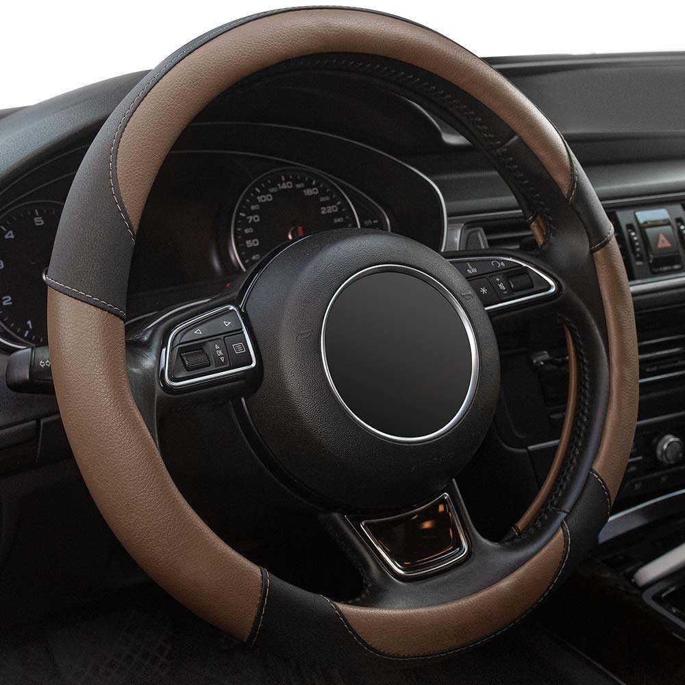 15-Inch Anti-Slip Microfiber Leather Steering Wheel Cover