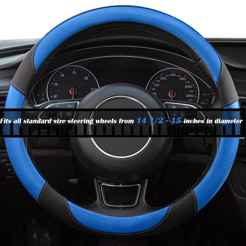 15-Inch Anti-Slip Microfiber Leather Steering Wheel Cover