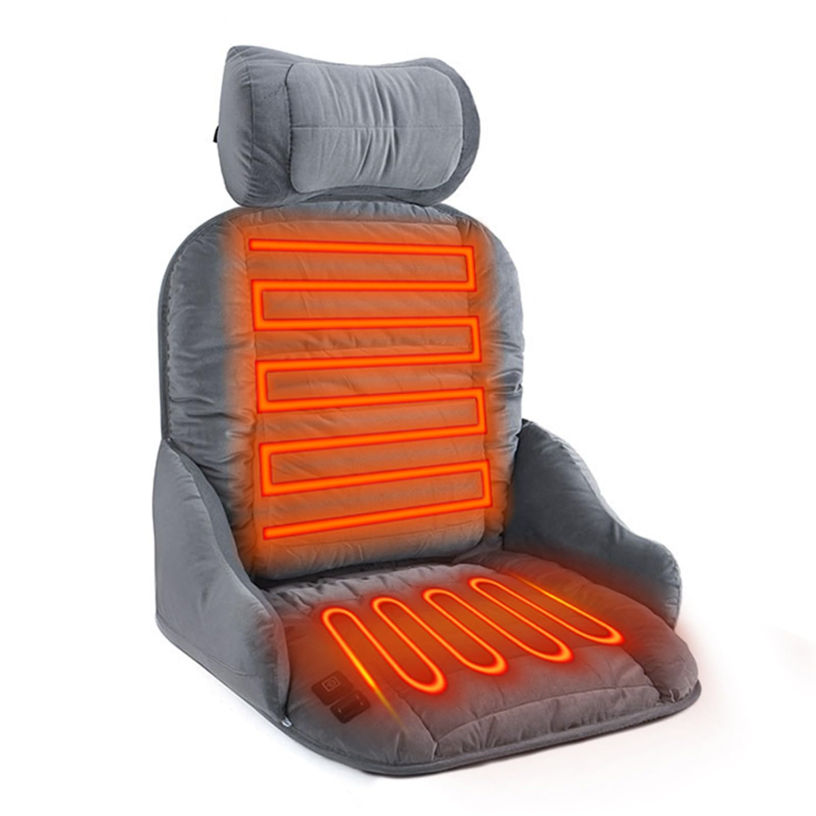 Heated Seat Cushion for Office Chair, with Headrest & Lumbar Support Heated Seat Pad, 3 Temperatures Levels Large Heating Area Heated Seat Cover for Chair, Sofa, Couch(Gray,Large)