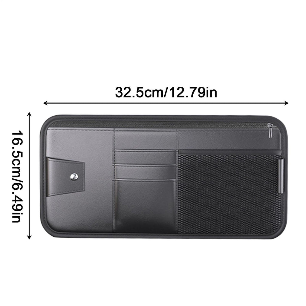 Car Sun Visor Organizer, Multi Compartment, 32.5x16.5cm, Auto Storage Pouch, Vehicle Visor Document Holder, Efficient Car Interior Organizer, for Cards Pen Sunglasses License Insurance Sedan Truck