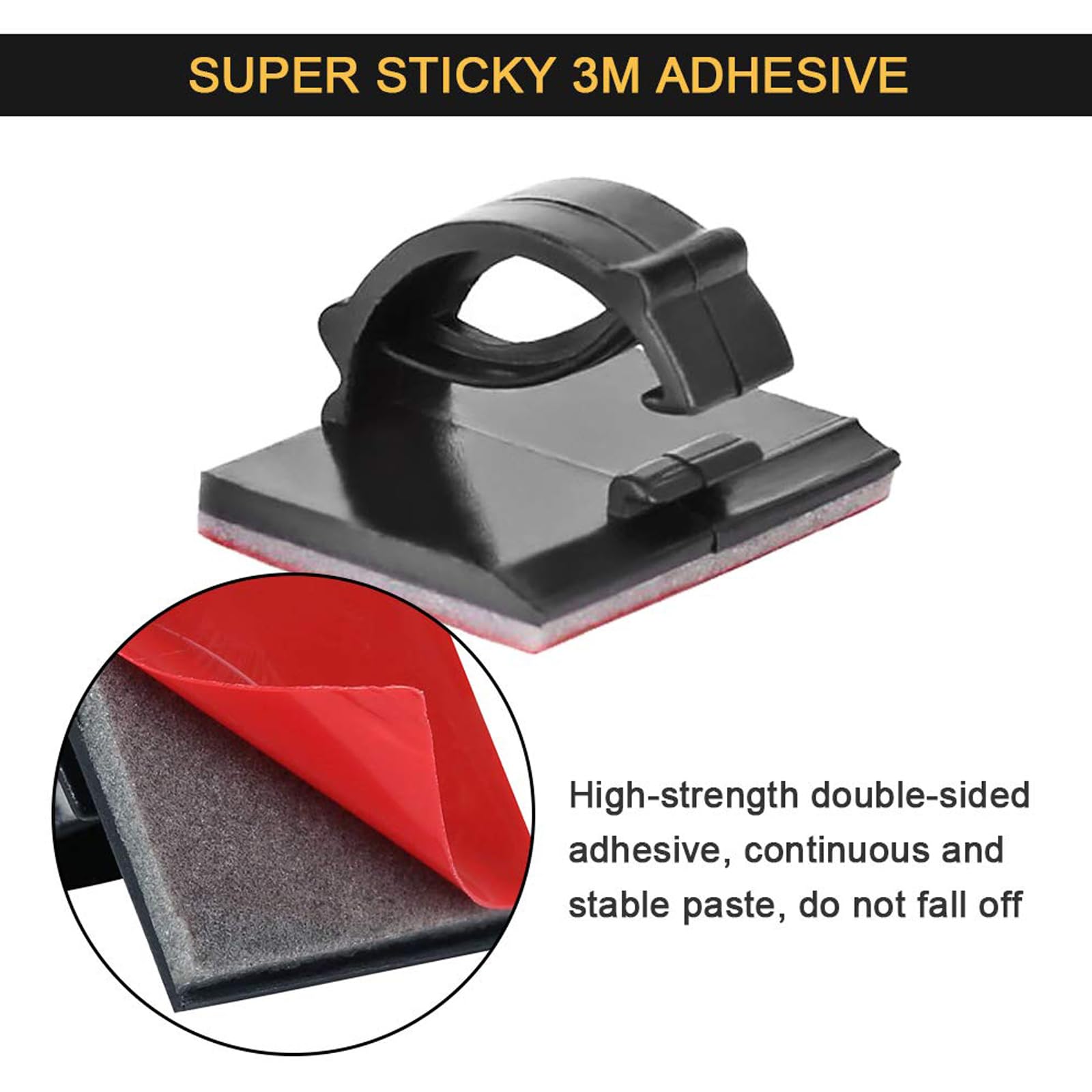 3M Self Adhesive Cable Clips Management Strong Wire Holders Cord Organizer Cable Clamp Sticky Desk Management for Office Home Car Tables PC Laptop TV Walls,0.75"x0.6"