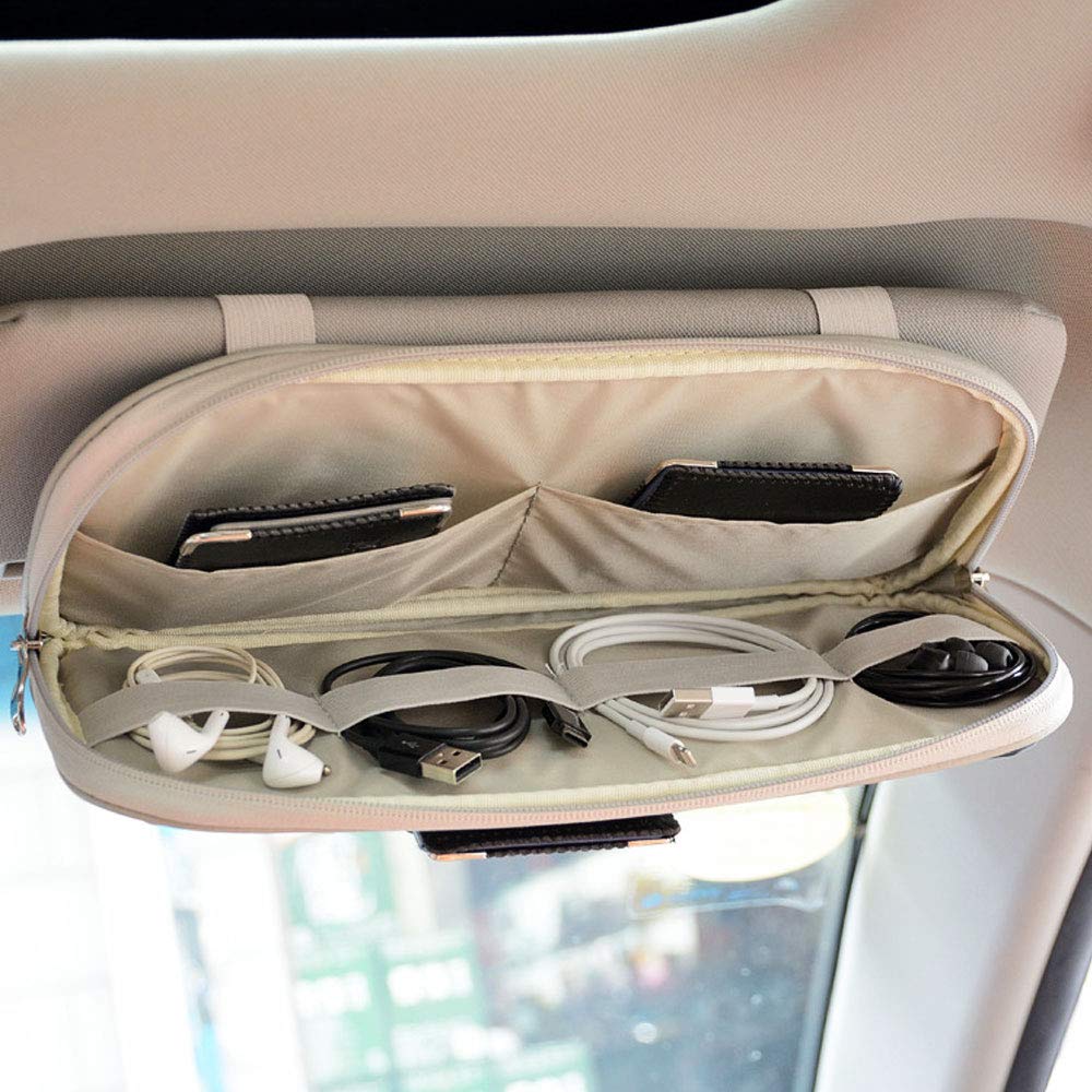 Multi-Pocket Car Sun Visor Organizer for Essentials