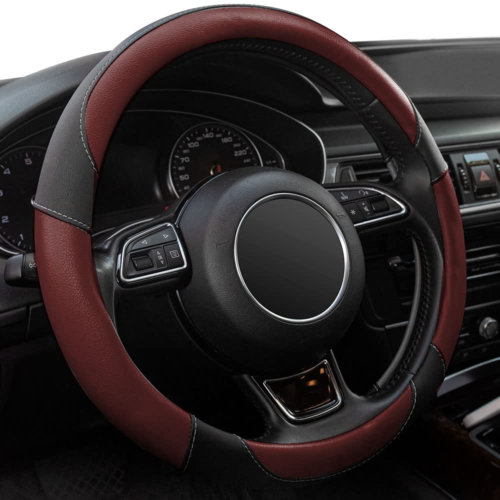 15-Inch Anti-Slip Microfiber Leather Steering Wheel Cover