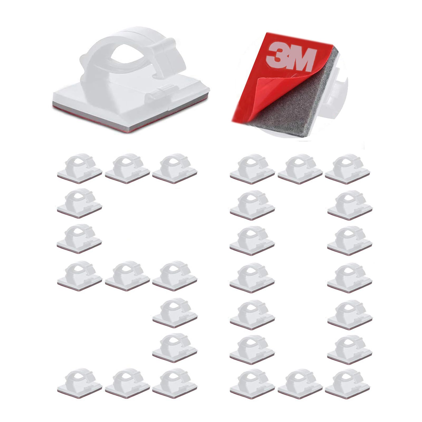 3M Self Adhesive Cable Clips Management Strong Wire Holders Cord Organizer Cable Clamp Sticky Desk Management for Office Home Car Tables PC Laptop TV Walls,0.75"x0.6"