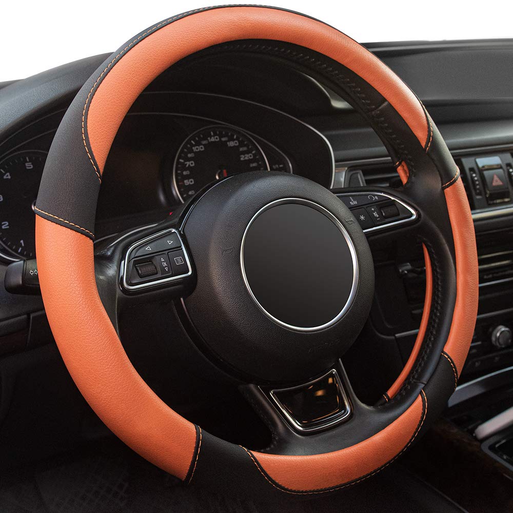 15-Inch Anti-Slip Microfiber Leather Steering Wheel Cover
