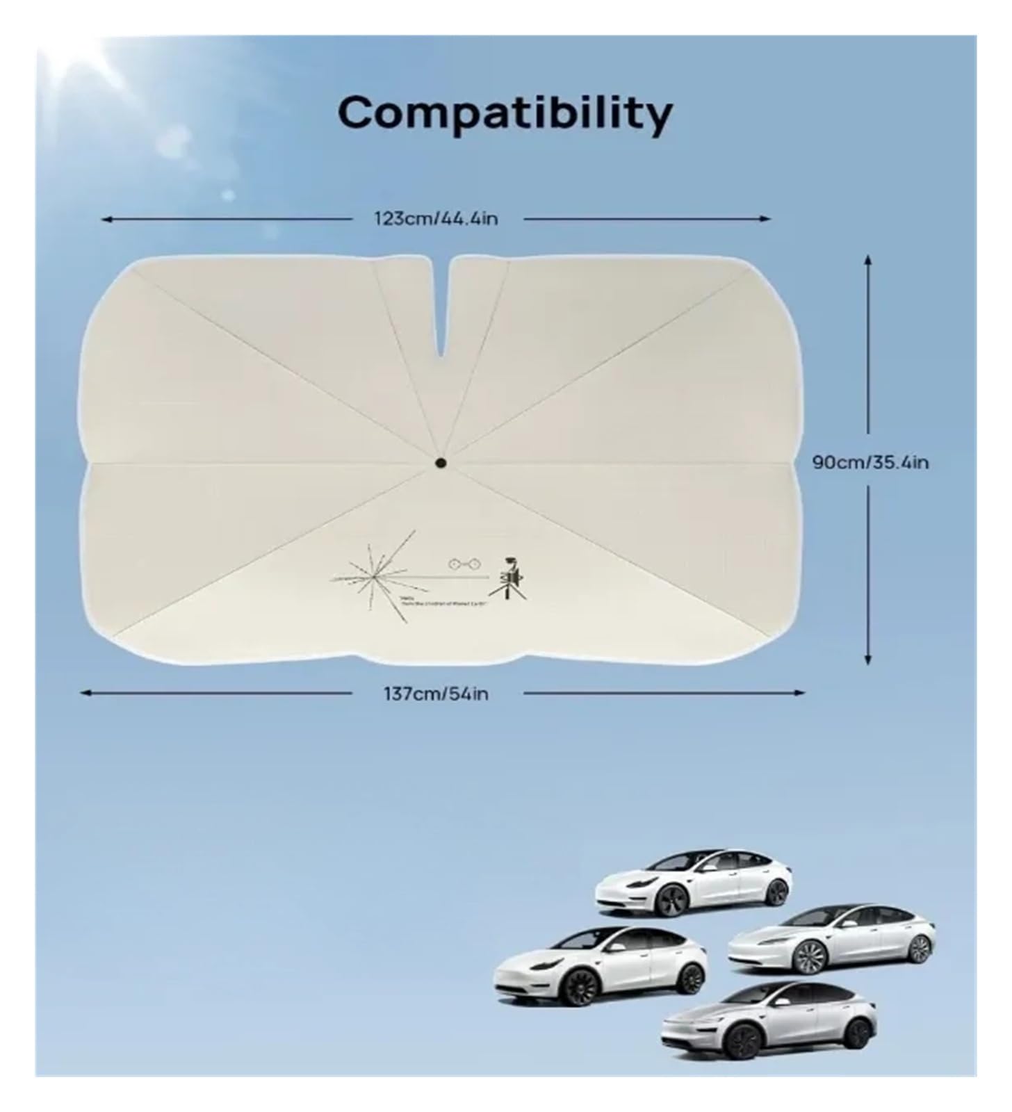 Umbrella Windshield Sunshade for Tesla Model Y Juniper