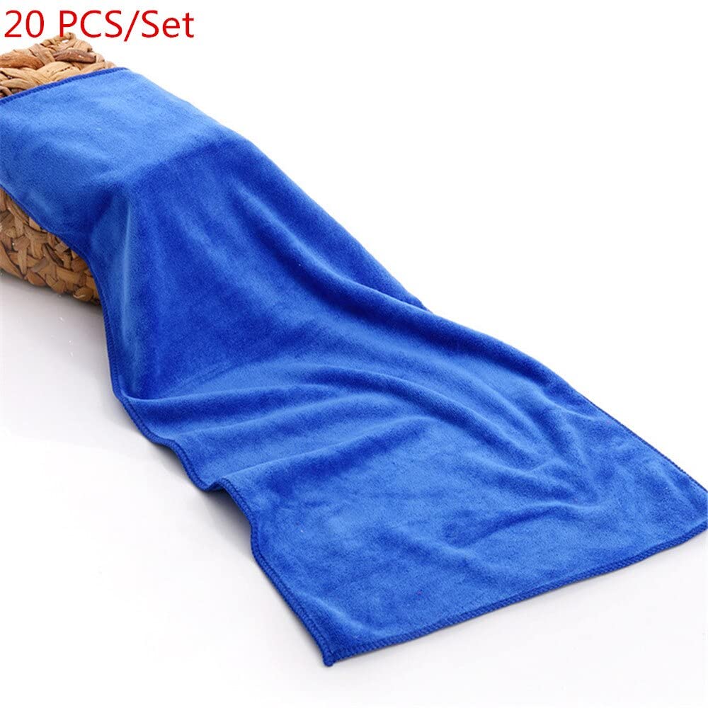 EMFYL 20PCS 30x70cm Car Washing Towel Microfiber Car Drying Cleaning Cloth Car Care Car Wash Auto Detailing Absorption Polishing Towels Luopan Car Cleaning Kits