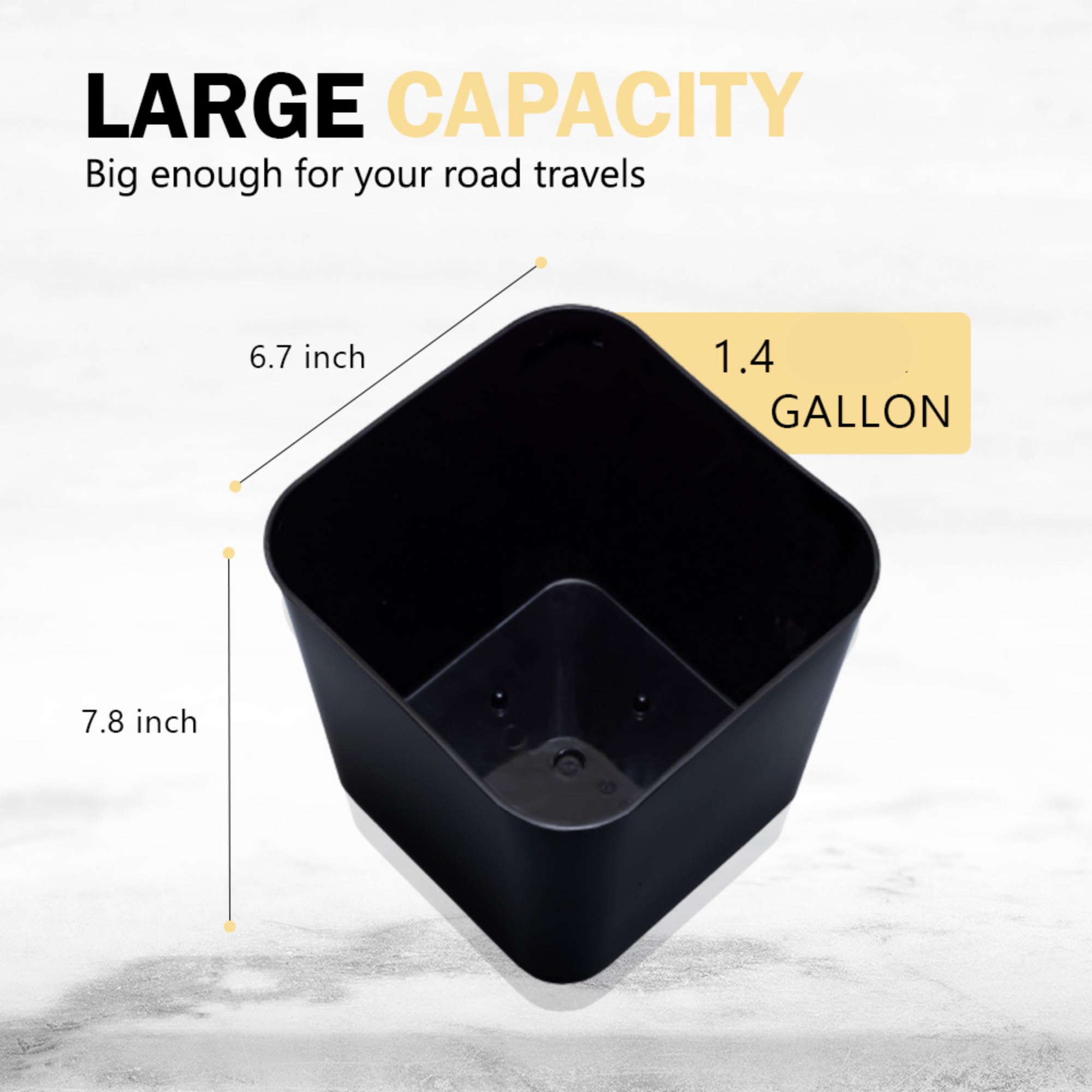 HAUSSIMPLE Car Trash Can Waterproof Vehicle Garbage Bin, Leakproof Anti Slip Floor Mat Clip Trash Bag Holder for Car, Truck, SUV, Van Portable Auto Trash Container with Stability Clips