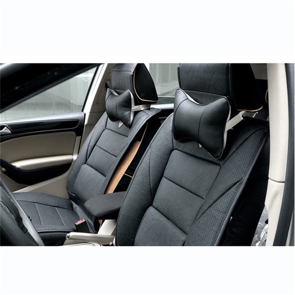 1 Pair Universal Car Neck Pillows PU Leather Auto Car Neck Rest Headrest Cushion Pillow Car Interior Accessories (Color : D) (Gray)