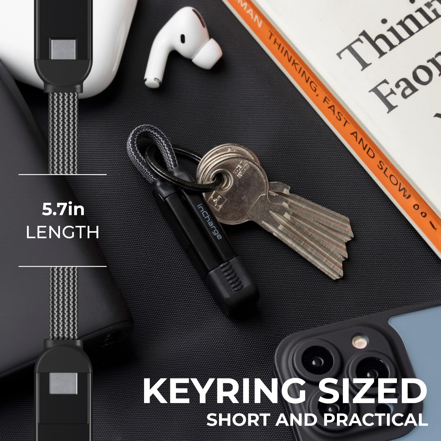 6-in-1 100W Fast-Charging Keychain Cable for Devices