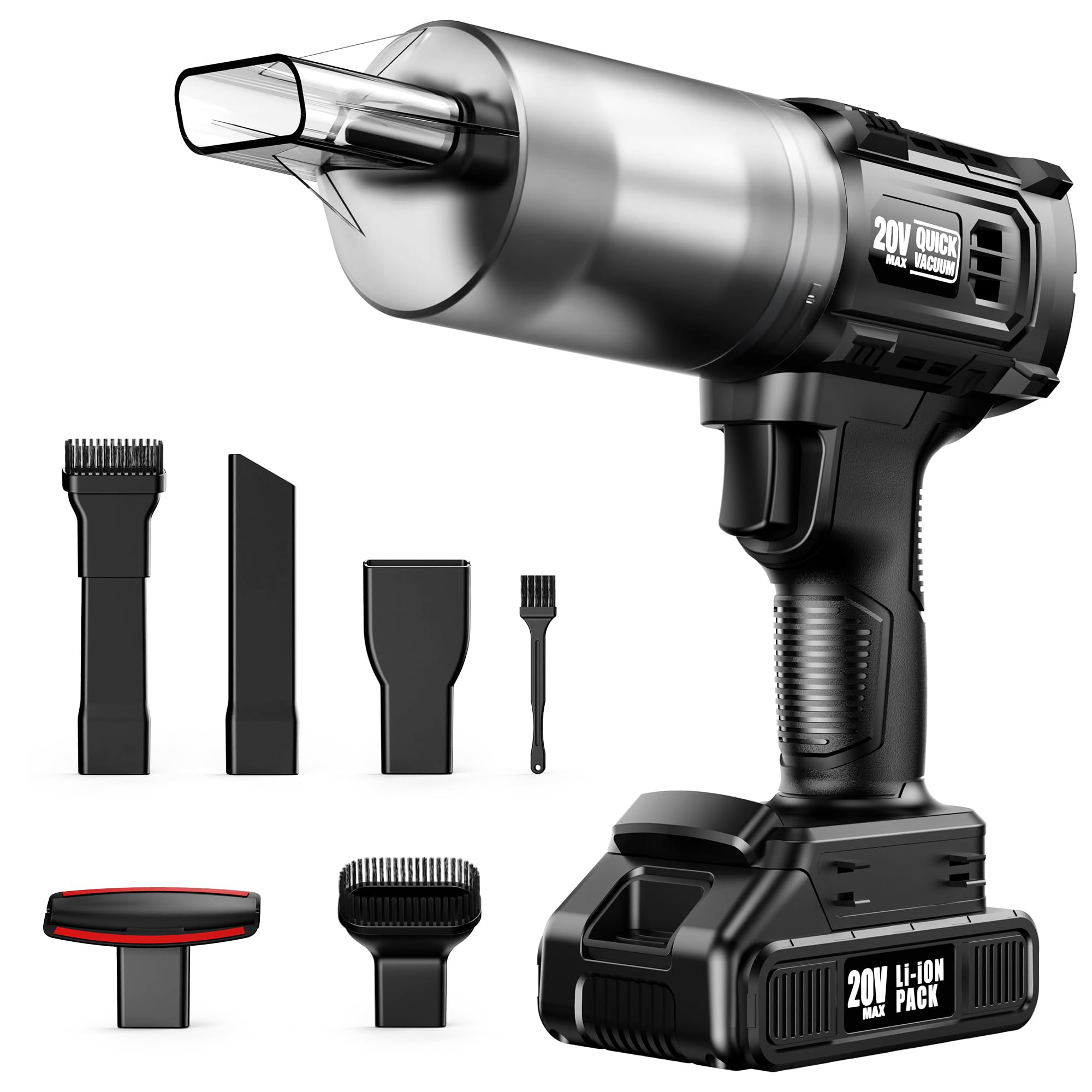 Car Vacuum Cordless, 35000PA Strong Suction Handheld Vacuum with 2 Detachable Batteries, 60Min Runtime Portable Vacuum Cleaner for Car Detailing, Pet Hair, Home Couch & Office, 350ML XL Dust Cup