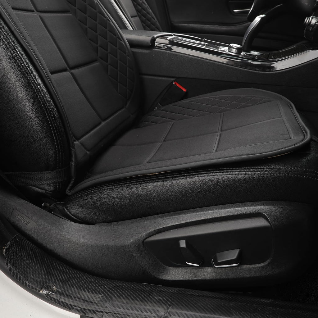 DgiqLeite Car Seat Cushions, Car Seat Cover Foldable Portable Seat Cover for Back and Seat Cushions with Bottom Anti Slip Silicon(1 Pack/Black)