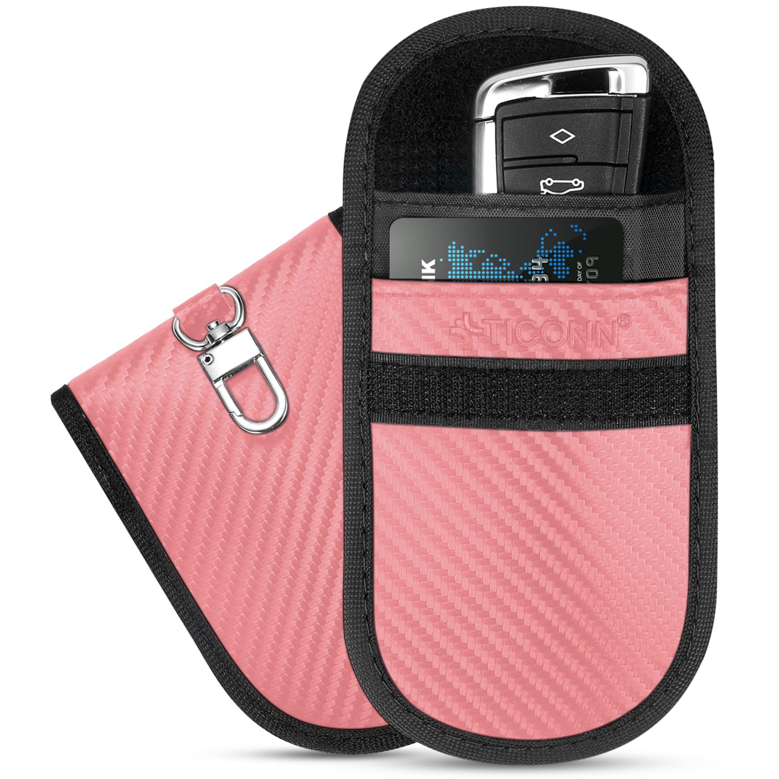 TICONN Faraday Bags for Car Keys Fob, Faraday Cage Protector, Car RFID Signal Blocking, Anti-Theft Pouch Anti-Hacking Case Blocker