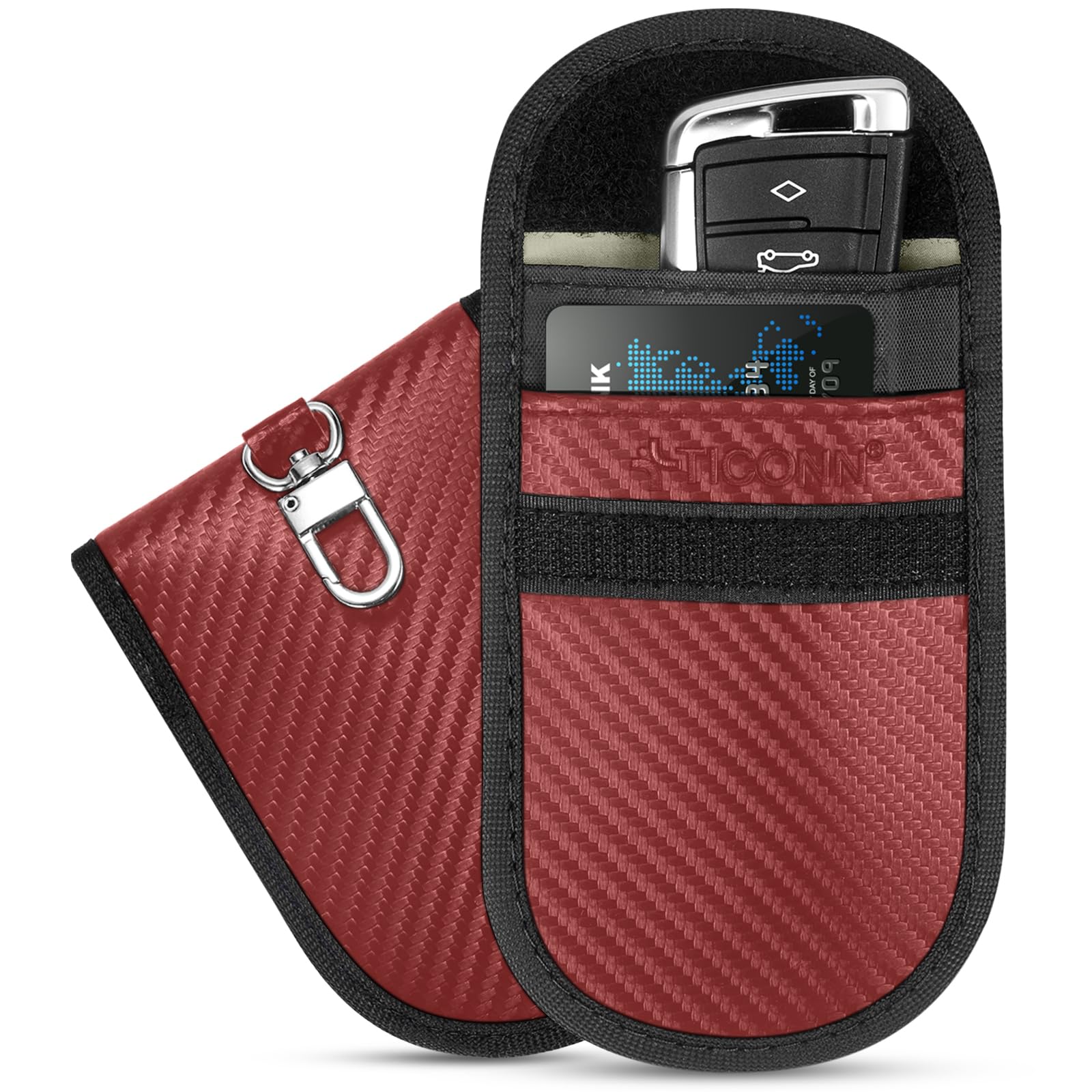 TICONN Faraday Bags for Car Keys Fob, Faraday Cage Protector, Car RFID Signal Blocking, Anti-Theft Pouch Anti-Hacking Case Blocker