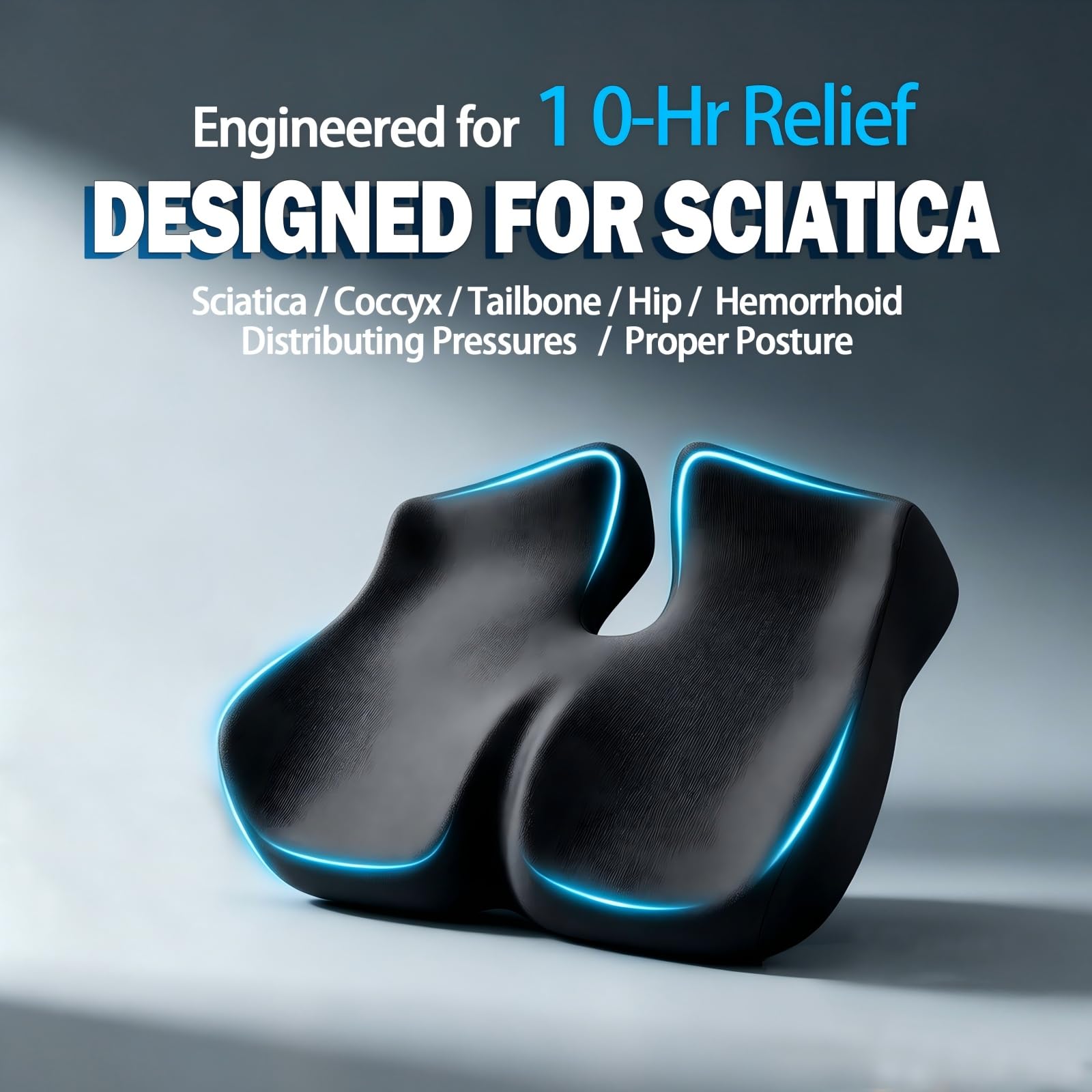 Extra Large Seat Cushion for Sciatica & Tailbone Pain – Pressure Relief Coccyx Cushion for Office Chair, Car Seat, Wheelchair, and Long Sitting – Sciatica Pain Relief Pillow