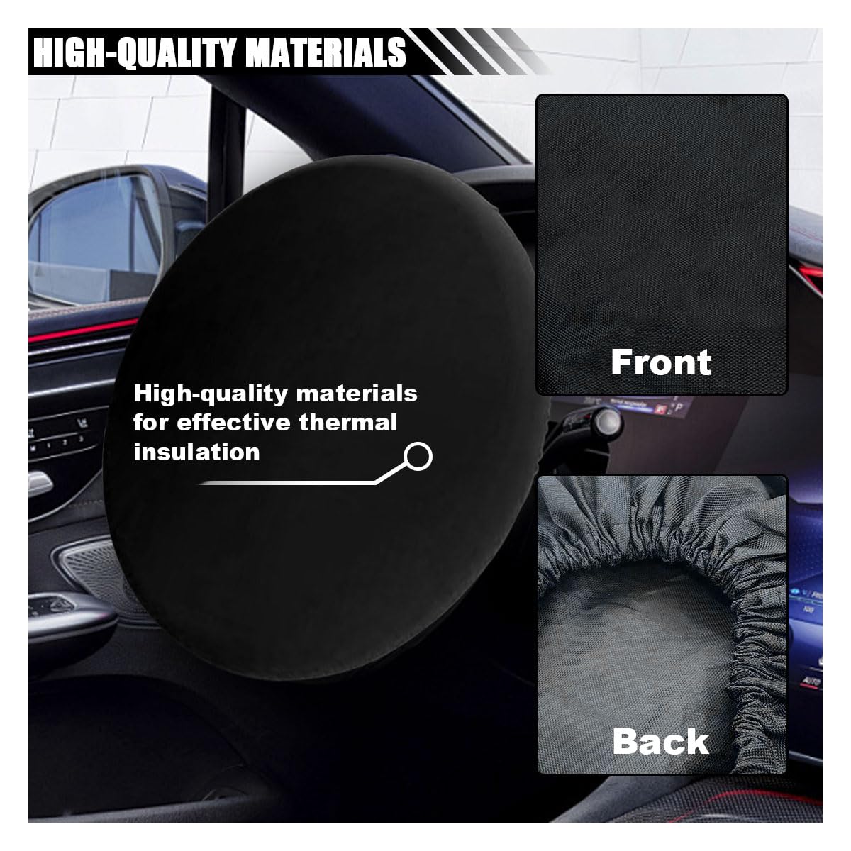 Sun Shade Steering Wheel Cover, Anti-Heat Protector, Universal 18 Inch Auto Sun Block Cover, Shield Accessories for Most Car Truck SUV