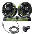 DICMKY Dual Head Car Cooling Fan for Dashboard, DC 5V USB / 12V / 24V Universal Cigarette Lighter Plug Car Fans That Blow Cold Air Cooler for Vehicles Sedan Suv Rv Van Truck Utv Tractor Cab without AC