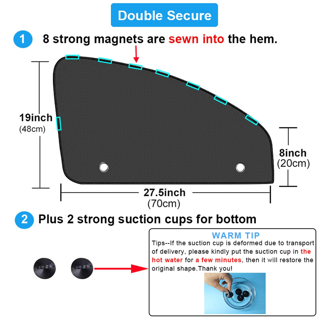 Magnetic Car Side Window Sun Shade Cover for UV Protection