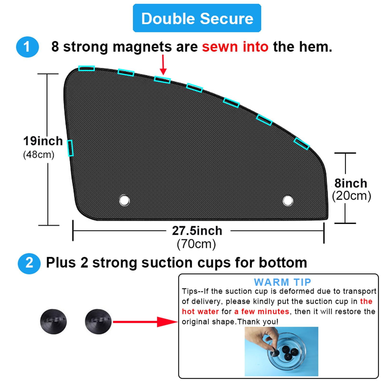 Magnetic Car Side Window Sun Shade Cover for UV Protection