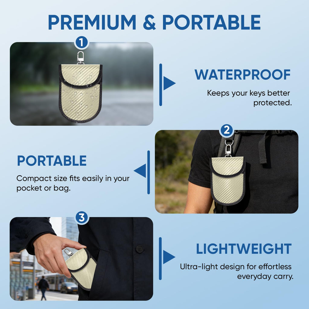TICONN Faraday Bags for Car Keys Fob, Faraday Cage Protector, Car RFID Signal Blocking, Anti-Theft Pouch Anti-Hacking Case Blocker