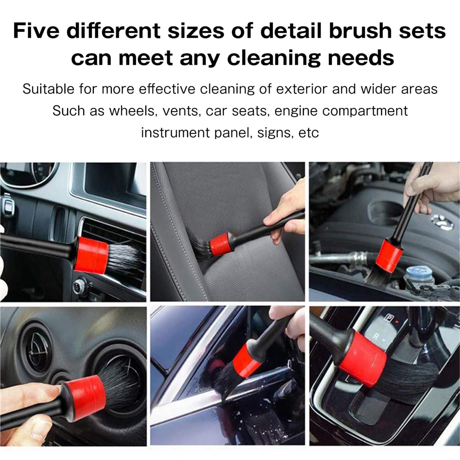 Zocxielr Car Detailing Brush Set Car Wash Cleaning Brushes Auto Detailing Brushes Set for Car Seat Cleaning Car Engine Detailing Kit