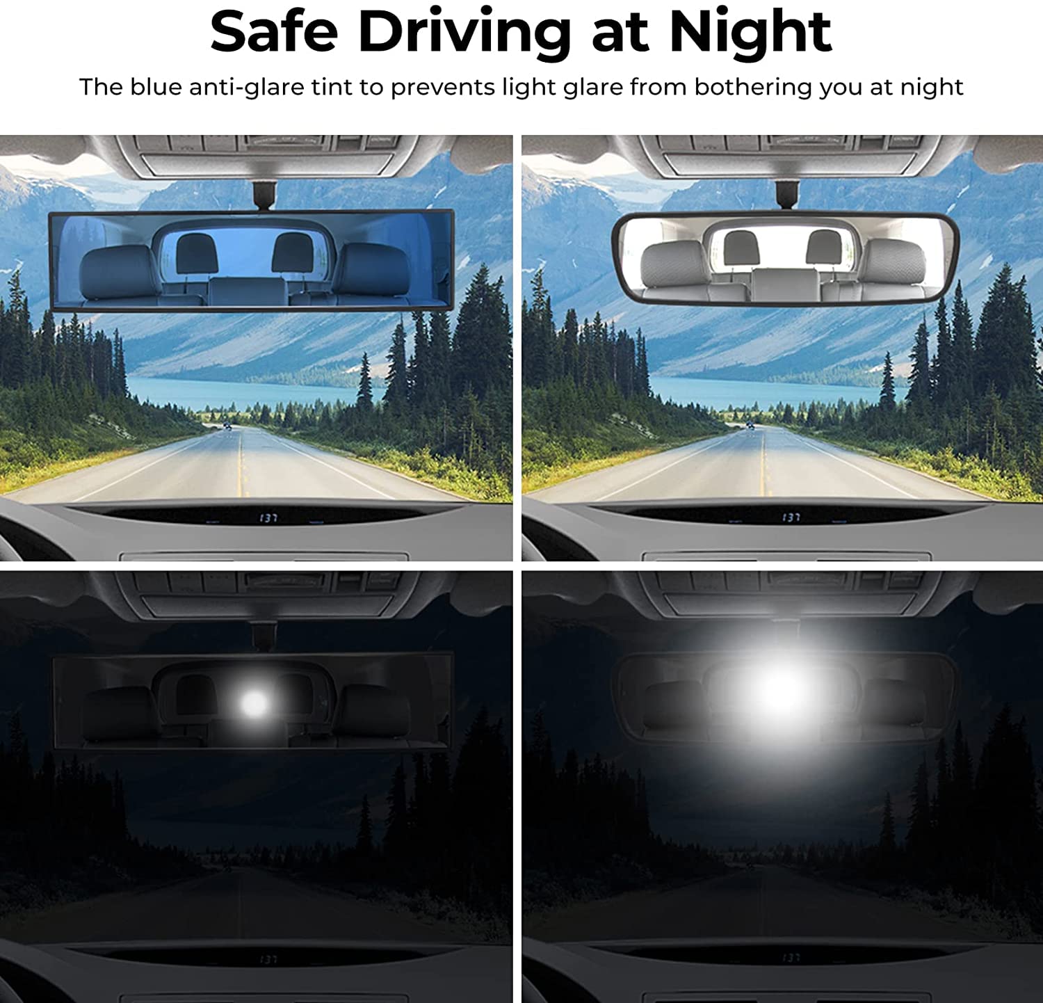 Wide-Angle Clip-On Rearview Mirror for Cars and SUVs