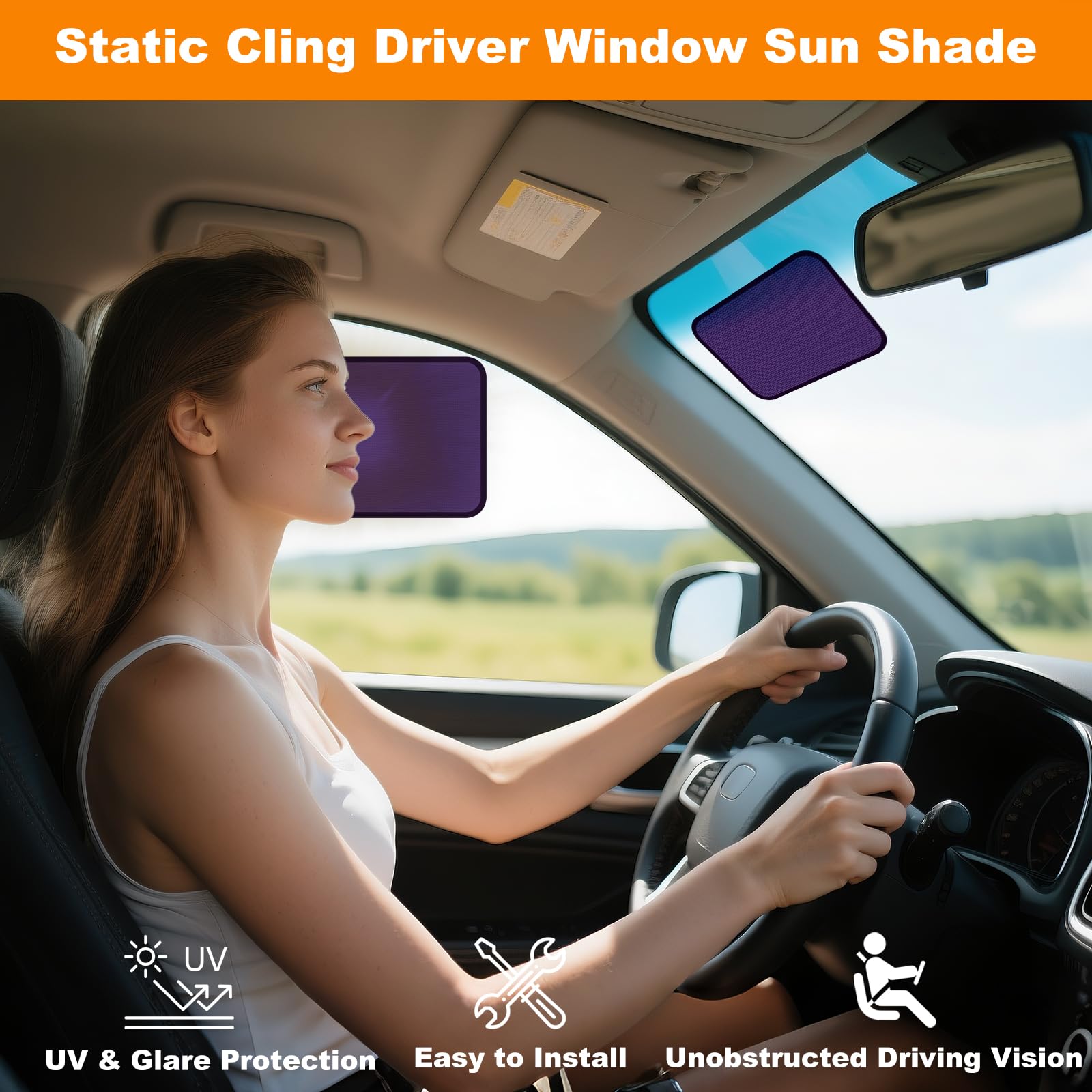 Semi-Transparent Static-Cling Car Window Shade