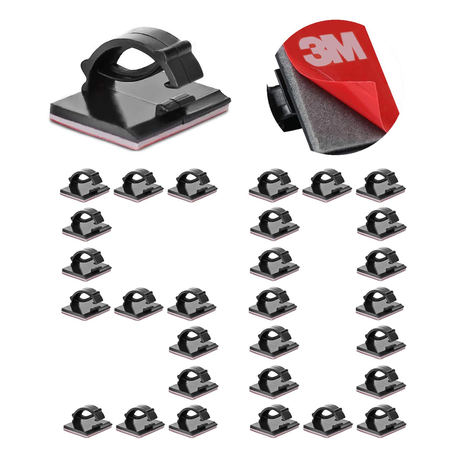 3M Self Adhesive Cable Clips Management Strong Wire Holders Cord Organizer Cable Clamp Sticky Desk Management for Office Home Car Tables PC Laptop TV Walls,0.75"x0.6"