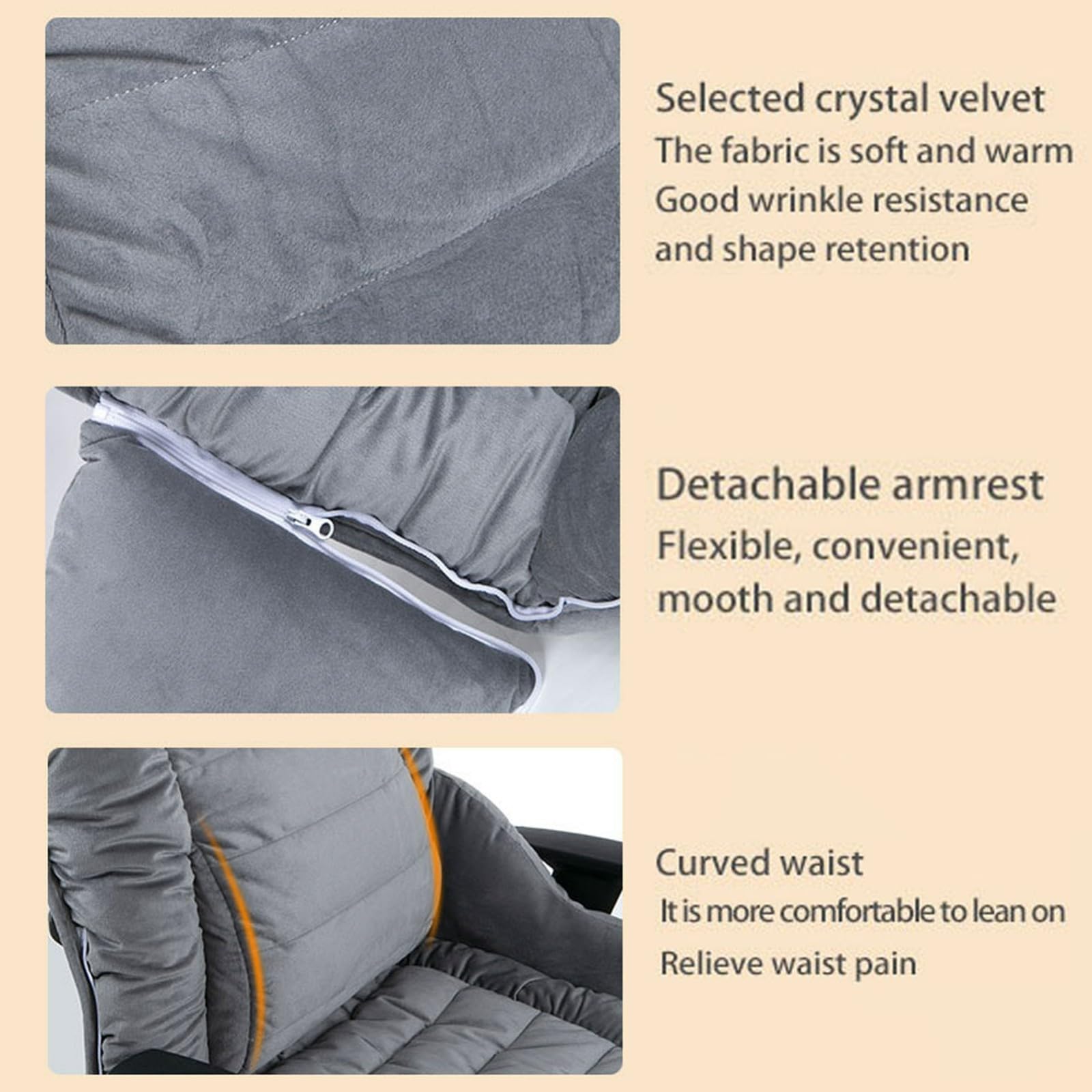 Heated Seat Cushion for Office Chair, with Headrest & Lumbar Support Heated Seat Pad, 3 Temperatures Levels Large Heating Area Heated Seat Cover for Chair, Sofa, Couch(Gray,Large)