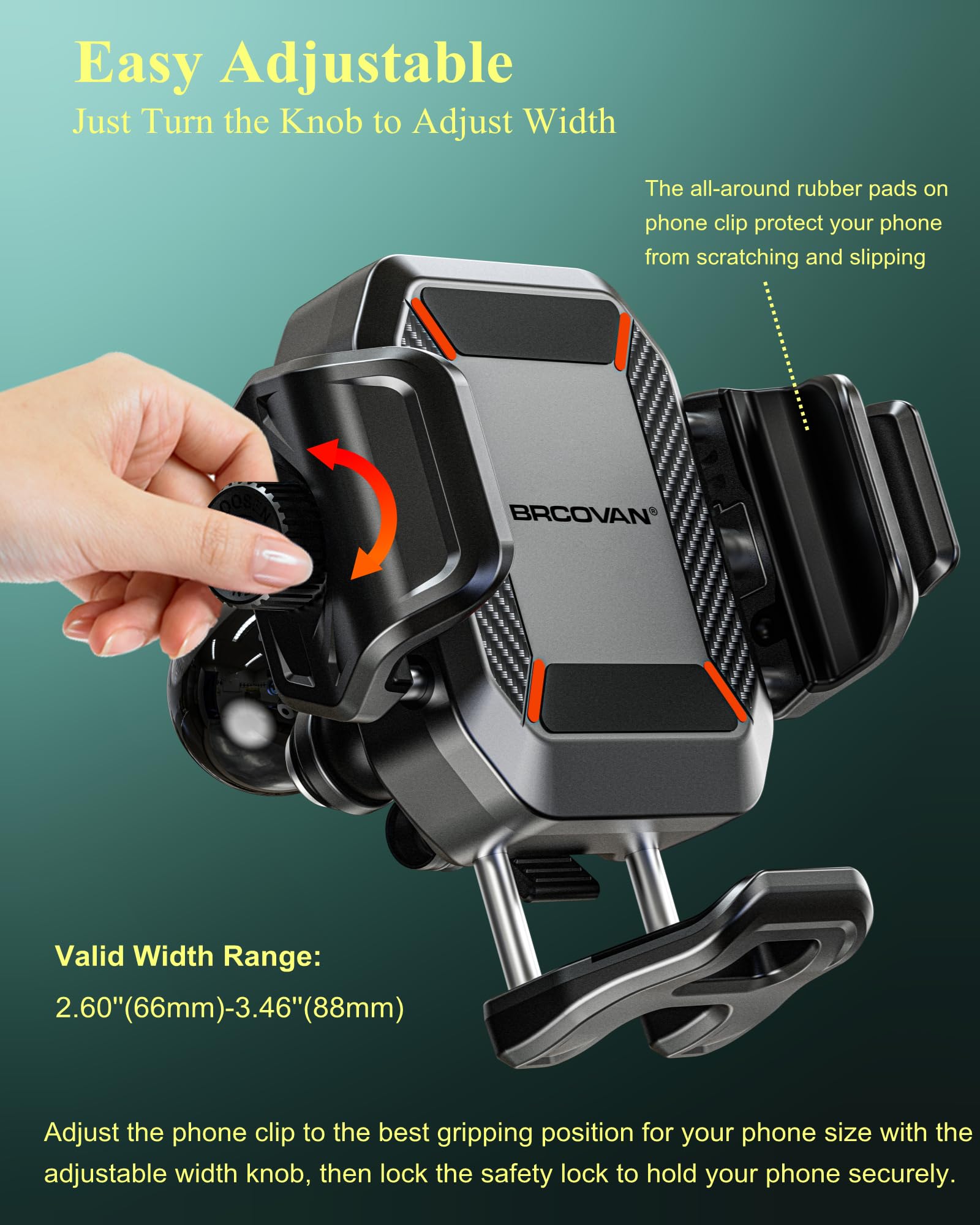BRCOVAN Anti-Theft Phone Mount Holder with Vibration Dampener, 1s Locking