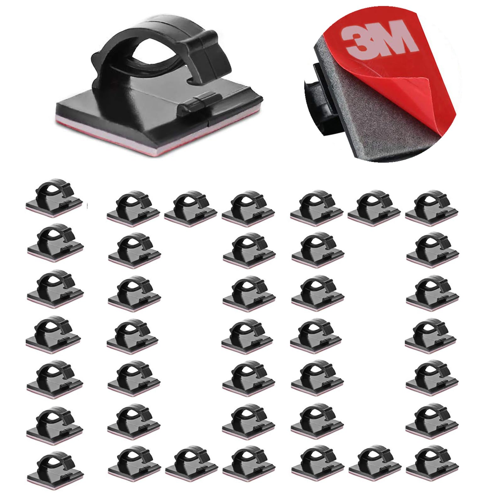 3M Self Adhesive Cable Clips Management Strong Wire Holders Cord Organizer Cable Clamp Sticky Desk Management for Office Home Car Tables PC Laptop TV Walls,0.75"x0.6"
