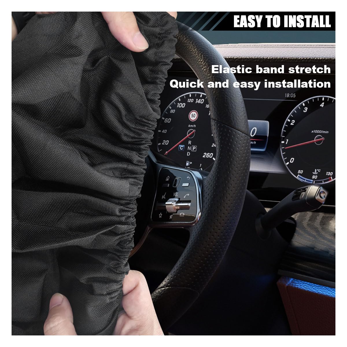 Sun Shade Steering Wheel Cover, Anti-Heat Protector, Universal 18 Inch Auto Sun Block Cover, Shield Accessories for Most Car Truck SUV