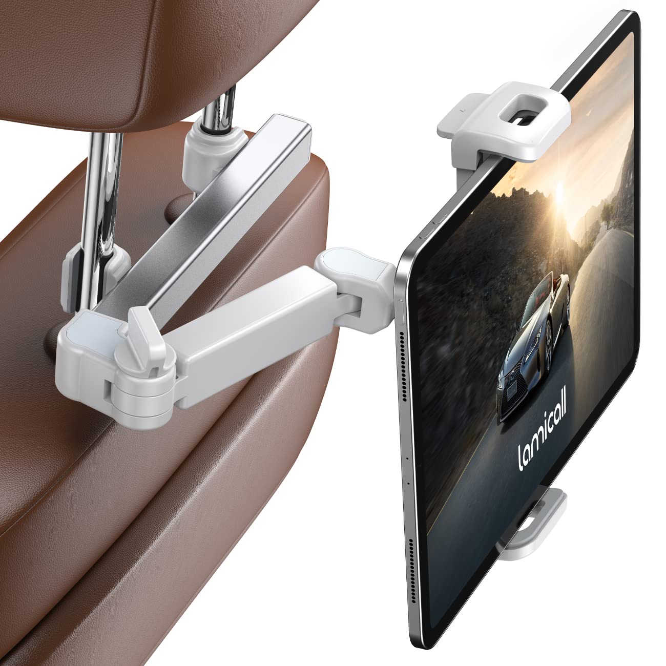 Lamicall Car Headrest Tablet Holder - [3 in 1 Extension Arm] Adjustable Tablet Car Mount for Back Seat, Gifts Road Trip Essentials for Kids, for 4.7-11" Device