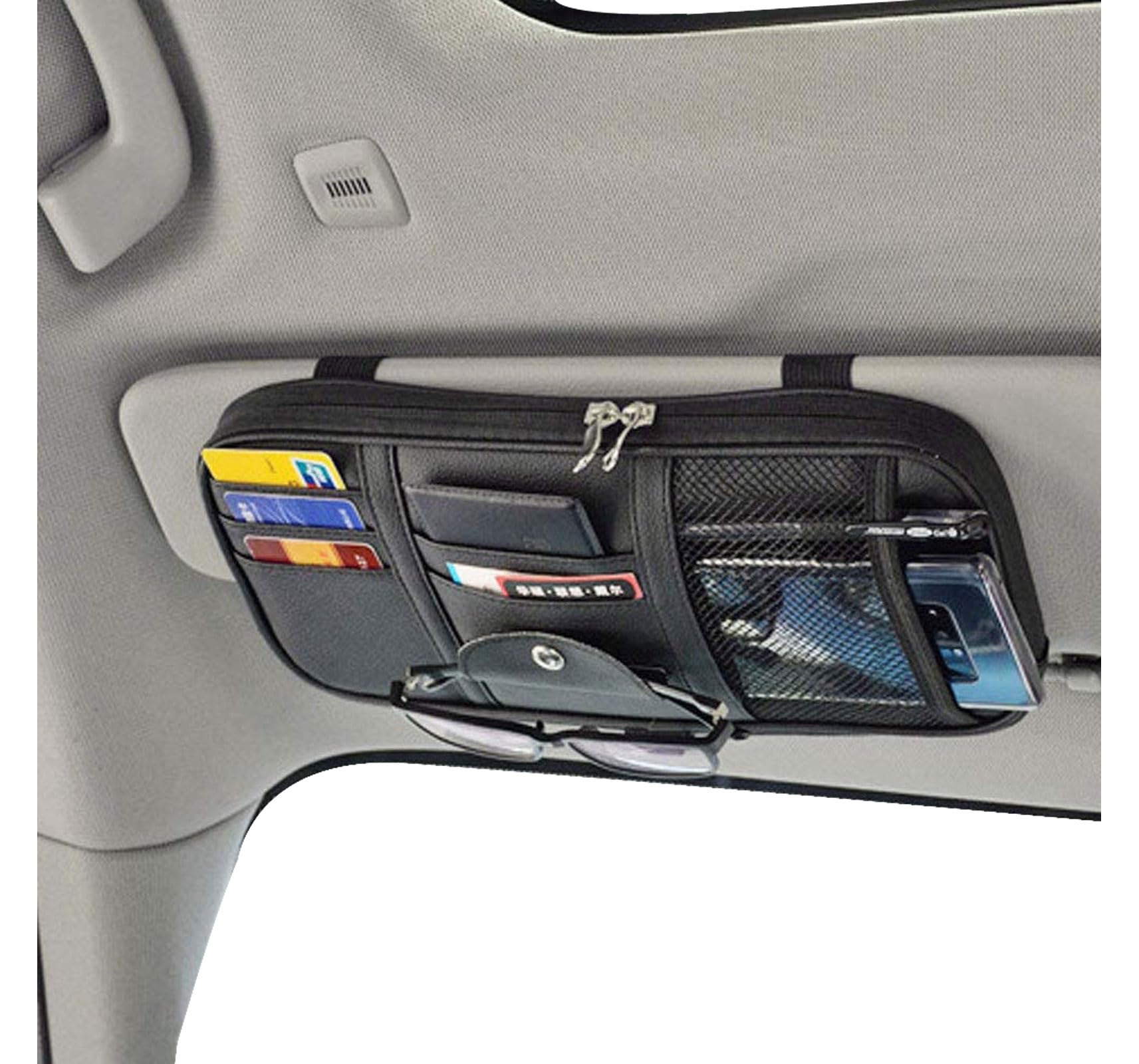 Multi-Pocket Car Sun Visor Organizer for Essentials